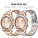 Oitom Stainless Steel Bands Compatible with Samsung Galaxy Watch 42mm /Gear Sport Women Men, Pack 2 Heavy Duty Solid Metal Strap Watch Bands with 2pcs Screen Protector(Silver/Rose Gold + Rose Gold)