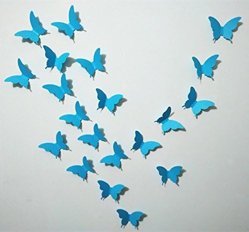 20 Pcs/pack DIY Blue Lovely Vivid 3D Decorative Butterfly Wall Sticker For Kid's Bedroom Home Decal Wedding Party Decor