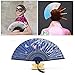 QIQU Mother's Day 6 Pack Handheld Floral Folding Fans Hand Held Women Silk Hollowed Bamboo Fans Hand Holding Fans with Tassel,Come with a Cloth Sleeve Per Fan,Wedding,Church and Tea Party Dress Up