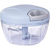 Onion Chopper, Vegetable, Garlic Kitchen Cutter with Container, Pull String Hand Manual Food Processor Mincer Shredder for Cutting Onions Chili Ginger Seasoning Food Chopper