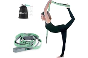A AZURELIFE Premium Durable Cotton Stretch Strap with 10or12 Loops, Non-Elastic Yoga Strap for Stretching, Multi-Loop Fitness Stretch Band for Physical Therapy, Yoga, Pilates&Dance