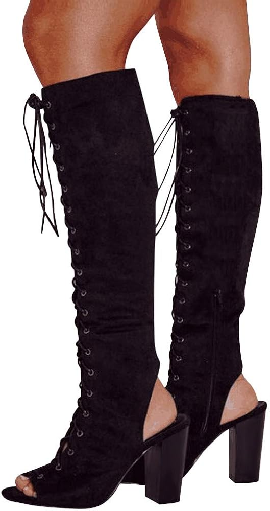 Overknee Stiefel Damen - Elegante Kniestiefel Mit Absatz In Wildleder