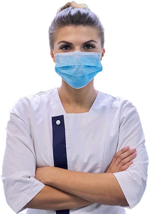 Care U Over Ear Loop Disposable Blue Face Mask Dust Proof & Breathable Protection (10)