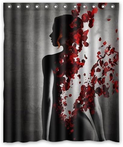 Amazon Com Petalos De Rosas Rojas De La Ducha Mujer Silueta Arte Abstracto Pintado Cortina De Ducha 60 X 72 Inch Cuarto De Bano Home Kitchen