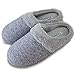 Elabooz Women's Comfort Slippers, Knitted Cotton Slippers Cozy Memory Foam Anti-Slip Rubber Sole Indoor Slippers (7-8, Grey Fur)