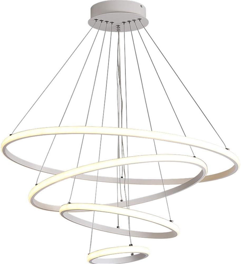 Kronleuchter Moderne Weiße Kreis 4-Ring Warmweißes Licht LED