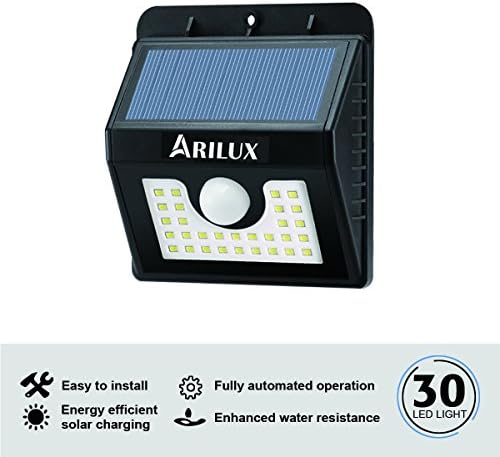 Solar Lights, ARILUX 30 LED Motion Sensor Wall Light Outdoor Weatherproof Wireless Security Lighting Nightlight for Driveway, Garden, Back Door, Fence, Patio