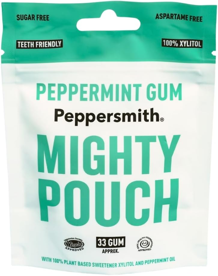 Peppersmith British Peppermint Gum 33 Pieces Veg* Free Sugar Free Xylitol