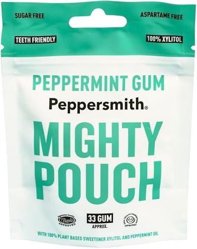Peppersmith British Peppermint Gum 33 Pieces Veg* Free Sugar Free Xylitol