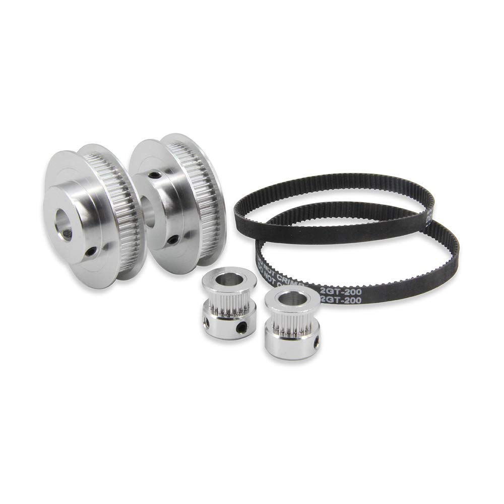 Zeberoxyz 2PCS Set GT2 Synchronous Wheel 20&60 Teeth 10mm Bore Aluminum Timing Pulley with 2PCS Length 200mm Width 6mm Belt (20-60T-10B-6)