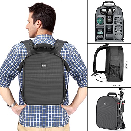 Neewer Camera Backpack Flexible Partition Padded Bag Shockproof Insert Protection for SLR DSLR Mirrorless Cameras and Lenses, Flash Light, Radio Triggers,and Other Accessories (Gray Interior)