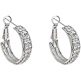 925 Sterling Silver Post Hoop Earrings for Women Gilrs Multcolors Cubic Zirconia Plated Chunky Silver Gold Hoop Earrings Jewelry