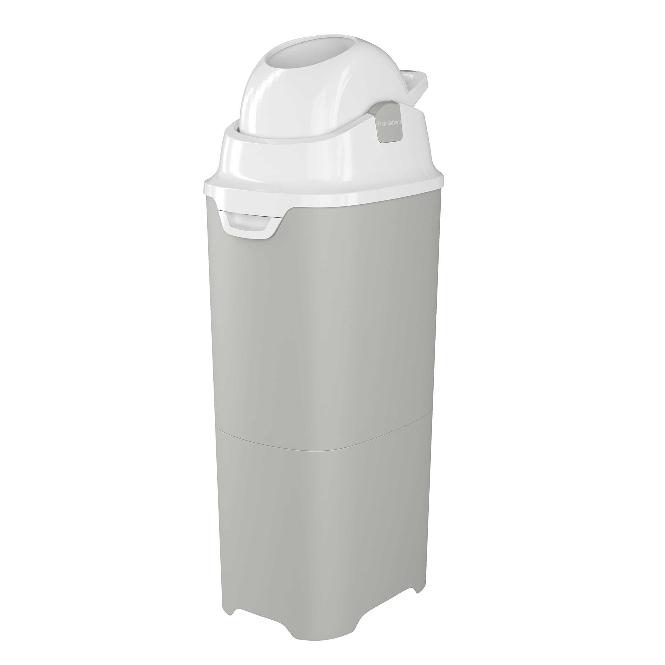 Foundations Tall Diaper Pail with Airtight Lid - Durable & Odorless Diaper Disposal, Large Capacity, Holds up to 60 Newborn Diapers, Refill with Any Bags - Gray