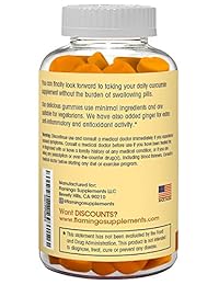 Suplementos de flamenco, Cúrcuma Curcumina & Jengibre masticables gomitas. Vegetariano,...