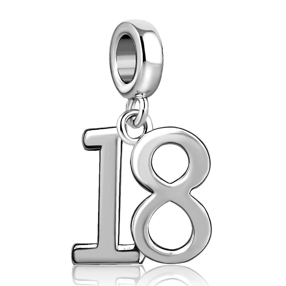 KunBead Jewelry 18th Birthday Charm for Women Girls Best Friend Niece