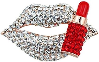 HLDIY Women Jewelry Gift Sexy Lips Lipstick Rhinestones Scarf Brooch Pins