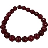 Natural Ruby Gemstone Faceted Round Beaded Stretch Bracelet