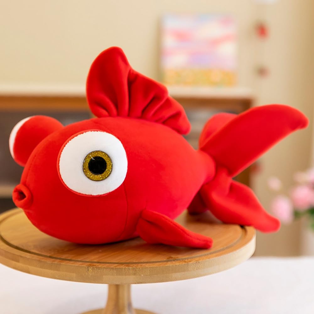 NatureMan 35cm Goldfish Stuffed Animal Toy Cute Soft Fish PlushPillow for Home Ddecoration Kids Pillow Gift (Red)