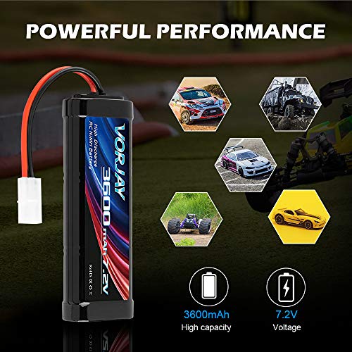 VORJAY 3600mAh RC Akku 7.2V NiMH Akku Batterie Ersatzakku Für RC Autos Flugzeug Helikopter Boot Buggy Modellbau Autos… – Bild 4