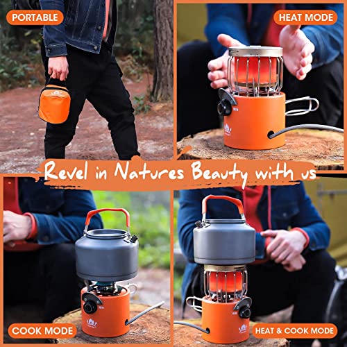 Campy Gear Little Guy 2 in 1 Portable Propane Heater & Stove, Outdoor Camping Gas Stove Camp
