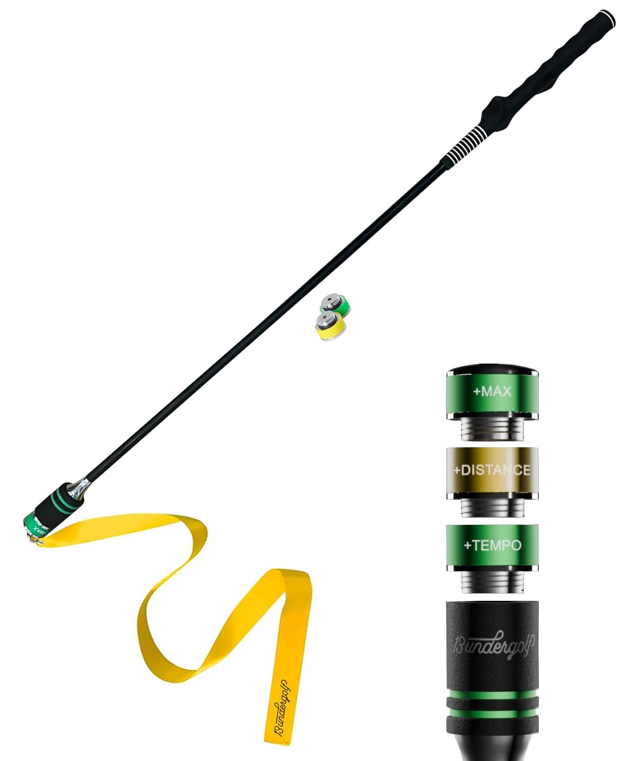 TA25R Golf Swing Trainer Aid with Ribbon (Left-Handed) for Green