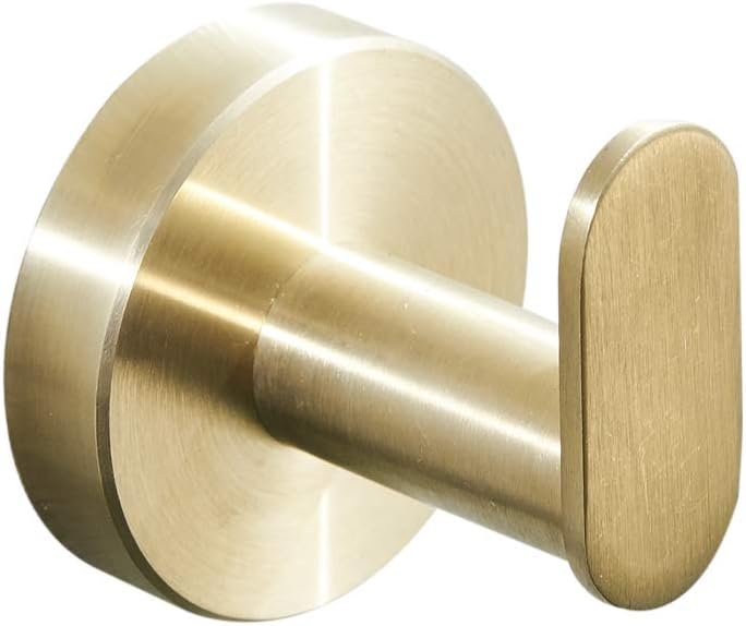 BigBig Home Round Base Single Clothes Hook, Brushed Gold Finish Robe