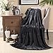 HYSEAS Flannel Fleece Throw Blanket Dark Grey - Super Soft Plush Microfiber Solid Blanket for Couch, Bed, Chair, Sofa - Fuzzy Cozy Lightweight - 50x60 Inch