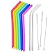 Silicone Straws, Stainless Steel Straws with Cleaning Brushes Complete Bundle- Reusable Extra Long Curved Straws for 30 OZ Yeti/Rtic Tumblers Set of 8