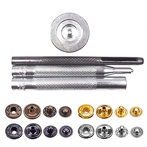Seloky 120 Set 4 Colors Snap Fasteners Leather Snaps Button Kit Press Studs with 4 Pieces Fixing Tools, 12.5 mm in Diameter - Thumbnail 2