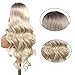 Wavy Blonde Wig Ombre Hair for Women Natural Long Wavy Wig Ombre Blonde Wig Platinum Blonde Wig Synthetic Replacement Wig Heat Resistant Cosplay Party Daily Hair Wig