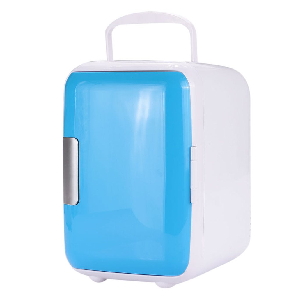 QIHANGCHEPIN 12V Portable 4L Car Refrigerator Heating Refrigerated Refrigerator - Durable and Convenient AC/DC Temperature Measuring System Blue Mini Refrigerator