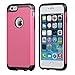 LUVVITT [Ultra Armor] Shock Absorbing Case Best Heavy Duty Dual Layer Tough Cover for Apple Phone 6 / Phone 6s (4.7) Black/Pink
