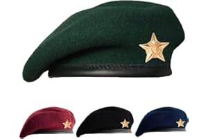 SILAK Traditional Army Style Cap with Metal Star Badge – Che Guevara Inspired, Woolen French Beret Hat for Men and Women