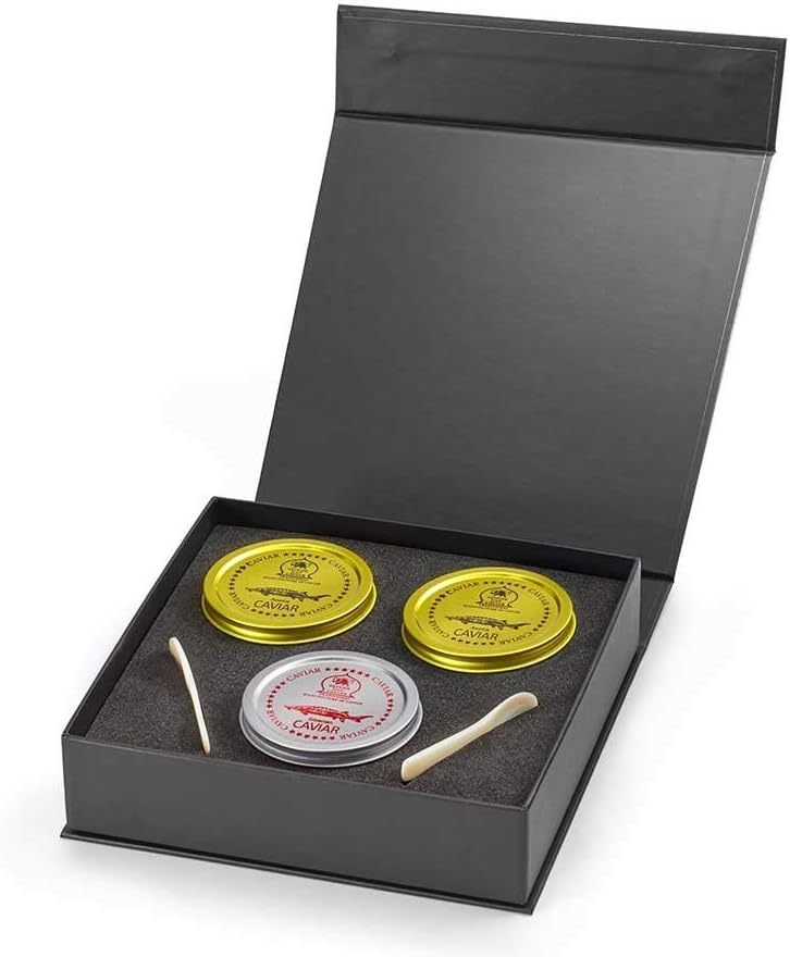Caviar 3 x 30g Russian Style Gift Set + 2 Mother of Pearl Spoon
