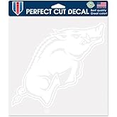 NCAA University of Arkansas Razorbacks 8 x 8 inch White Perfect Cut Car Decal