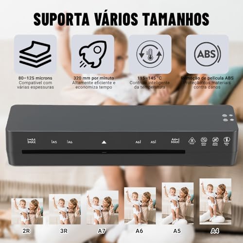Plastificadora, 110V/220V Plastificadora A4 A5 A6 A7 R3 R2, Laminadora, 34 * 13 * 8CM Laminadora, 115°~145° Laminação A Quente E A Frio