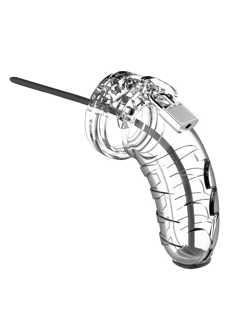 SHOTS Model 16 - Chastity - 4.5" - Cage with Silicone Urethal Sounding, Clear, MCG016TRA