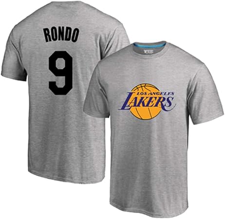 Summer Lakers 9 Rondo Jersey Training Suit Cotton Round Neck Short Sleeve T Shirt Basketball Sports Casual Half Sleeve Graya L Amazon Co Uk Kitchen Home