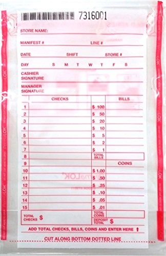 Service Central CA B511A Clear 6 x 9 PermaLok Cash Transmittal bag for Cash Drop, 50 / pack