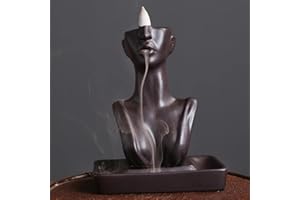 YYW Statue Backflow Incense Holder Incense Burner Waterfall Aromatherapy Ornament Home Decor with Incense Cones and Incense Stick (Black)