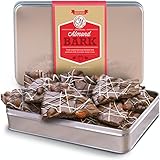 Golden State Fruit Real Milk Chocolate Almond Bark with Dark and White Drizzles in Gift Tin, 1 Pound