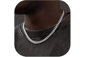 ChainsHouse Miami Cuban Link Chain Necklace for Men, 4.8mm/6mm/10mm/14mm Width, 14K Gold Plated/Stainless Steel/Black Mens Chunky Hip Hop Necklace Curb Chains, 14"-30" Length, Come Gift Box