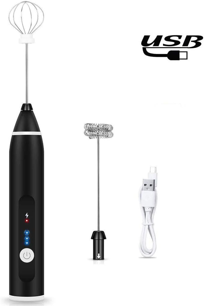 Electric Milk Frother Whisk Handheld Milk Frothers Coffee Frother Electric Whisk USB Rechargeable Coffee Frother 3-Speed Adjustable Handheld Foam Maker for Coffee, Latte, Cappuccino.