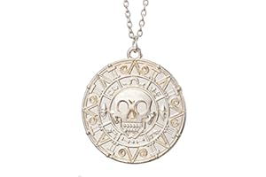 ChungLong0593 Pirates of the Caribbean Skull Coin Medallion Necklace Pirate Costumes, Aztec Gold Coin Accessories, Halloween 