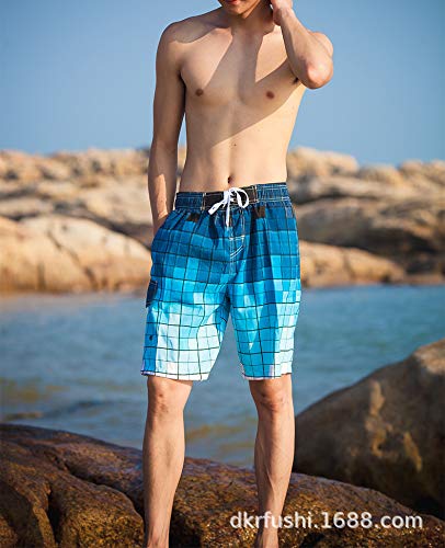 Ophestin Mens Quick Dry Swim Trunks, Blue, 4X-Large