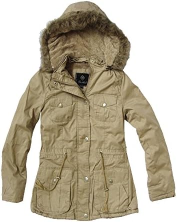 Snobbish Women's Sherpa Lined Military Jacket with Detachable Hood