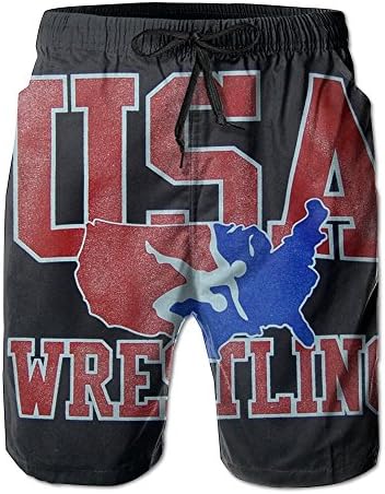 Oct USA Wrestling Logo Drawstring Closure Mens Boardshorts Swim Trunks Tropical Running Board Shorts Swimming Watershort