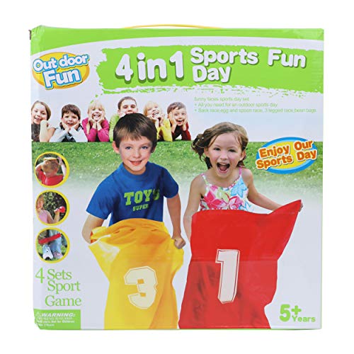 32 Piece Party Racing Fun Set for Kids with Egg Race, Three Legged Race, Potato Sack Race and Bean Bag Toss Game