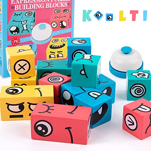 Face Change Rubiks Cube Game,Puzzle Building Cubes Game,Wooden Magic Cube Building Blocks with