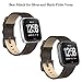 SWEES Leather Bands Compatible with Fitbit Versa 2 & Versa Lite Small & Large, Genuine Leather Band with Stainless Steel Buckle Strap Replacement Wristband for Versa Women Men, Rose Gold, Black, Brown